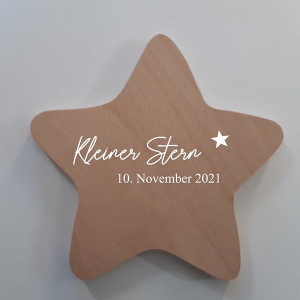 Erinnerung an Sternenkind | besonderes Geschenk/ personalisierbar | Geschenk für Sterneneltern, Stern aus Holz | Gedenkstück