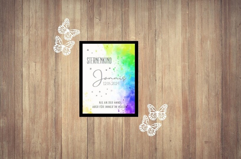 Digital file Star Child Memory Poster "Grief is colorful" with name – childish condolence card – loss of baby – stillbirth – stillbirth