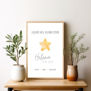 Cartaz de memória infantil estrela de arquivo digital "Cadeia de estrelas" personalizado com nome - cartão de luto infantil - natimorto - nascimento silencioso