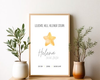 Digital file Star child memory poster &quot;Star chain&quot; personalized with name - child&#39;s condolence card - stillbirth - stillbirth