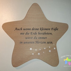 Erinnerung an Sternenkind, Verstorbene, Geschenk für Angehörige/ Sterneneltern, Stern aus Holz für Mama Papa Oma Opa, Anstatt Trauerkarte