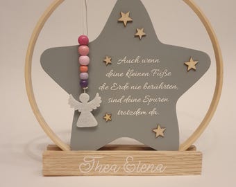 Sternenkind Andenken | Geschenk für Sternenkinder | Ring mit Stern mit Spruch und Namen | Deko für Sternenkind | Fehlgeburt