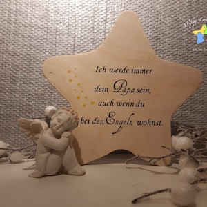 Erinnerung an Sternenkind, Verstorbene, Geschenk für Angehörige/ Sterneneltern, Stern aus Holz für Mama Papa Oma Opa, Anstatt Trauerkarte