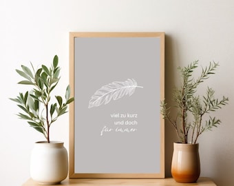 Digital File Remembrance Poster &quot;Feather&quot; personalized – Keepsake for relatives– Mourning gift– Poster with saying