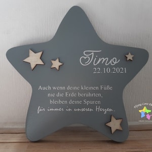 Memory of a Star Child Gift for Star Parents Personalized Bereavement Gift Gray Star Grave Jewelry