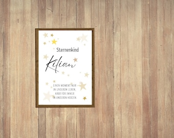 Digital File Star Child Memory Poster &quot;Stars&quot; personalized with name – Keepsake Miscarriage– Loss of Baby– Stillbirth– Stillbirth