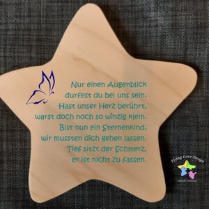 Erinnerung an ein Sternenkind,  Andenken für Sterneneltern, Geschenk mit individueller Gestaltung, Beerdigung, Trauergeschenk, Andenken