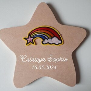 Erinnerung an Sternenkind | Regenbogen | personalisierter Holzstern