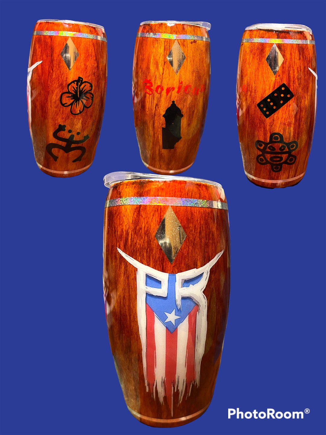 Vaso con diseño de conga de la bandera de Puerto Rico de 25 oz Etsy