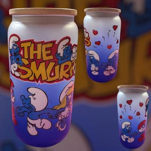 16oz The Smurfs Design Glass Cup