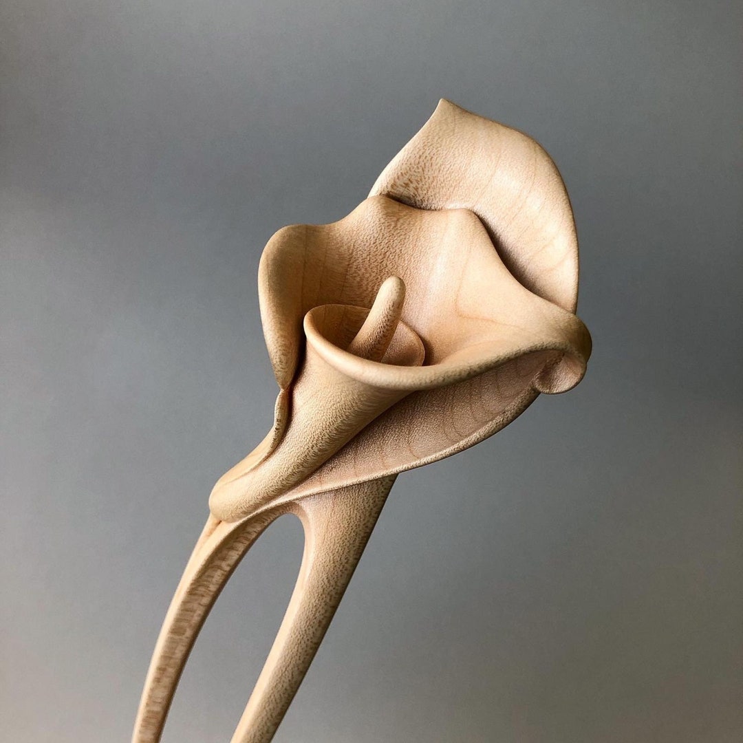Hand Carved Maple Calla Lily Hair Fork, Wooden Hair Pin - Etsy