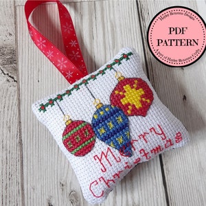 Christmas Baubles Hanging Decoration – PDF cross stitch chart and instructions