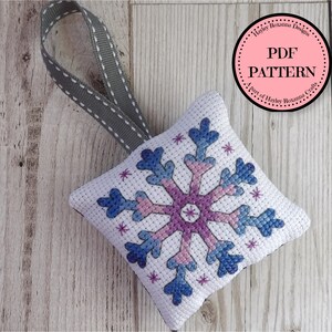 Snowflake Christmas Hanging Decoration – PDF cross stitch chart and instructions