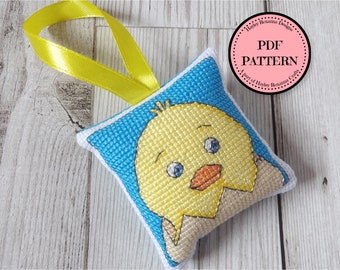 Easter Chick Hanging Decoration – PDF cross stitch chart and instructions