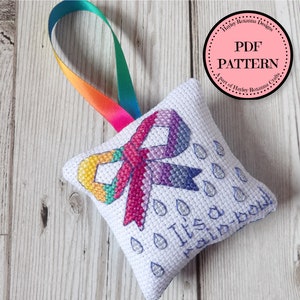 It&#39;s A Rain-Bow Hanging Decoration – PDF cross stitch chart and instructions