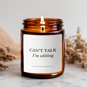 Photographer Videographer Candle, Minimalistic Soy Candle, Can't Talk I'm Editing, Christmas Birthday Gift For Photographer