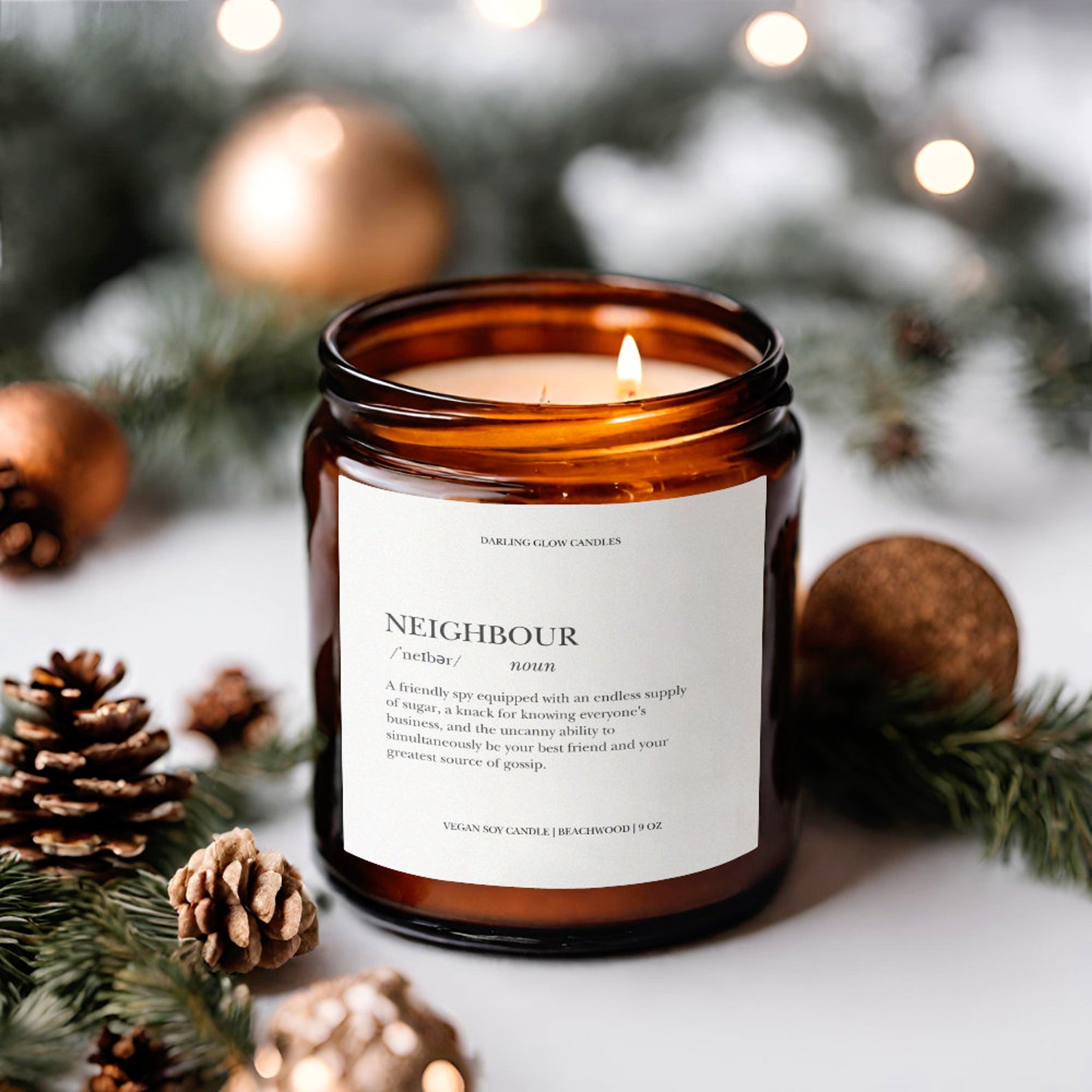 Neighbour Candle Gift, Definition Candle, Funny Thank You Gift for Neighbor, Housewarming Candle