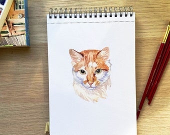 Custom Cat Portrait, Watercolor Cat Painting, Tiny Pet Portrait, Cat Portrait From Photo, Personalised Cat Mom Gift
