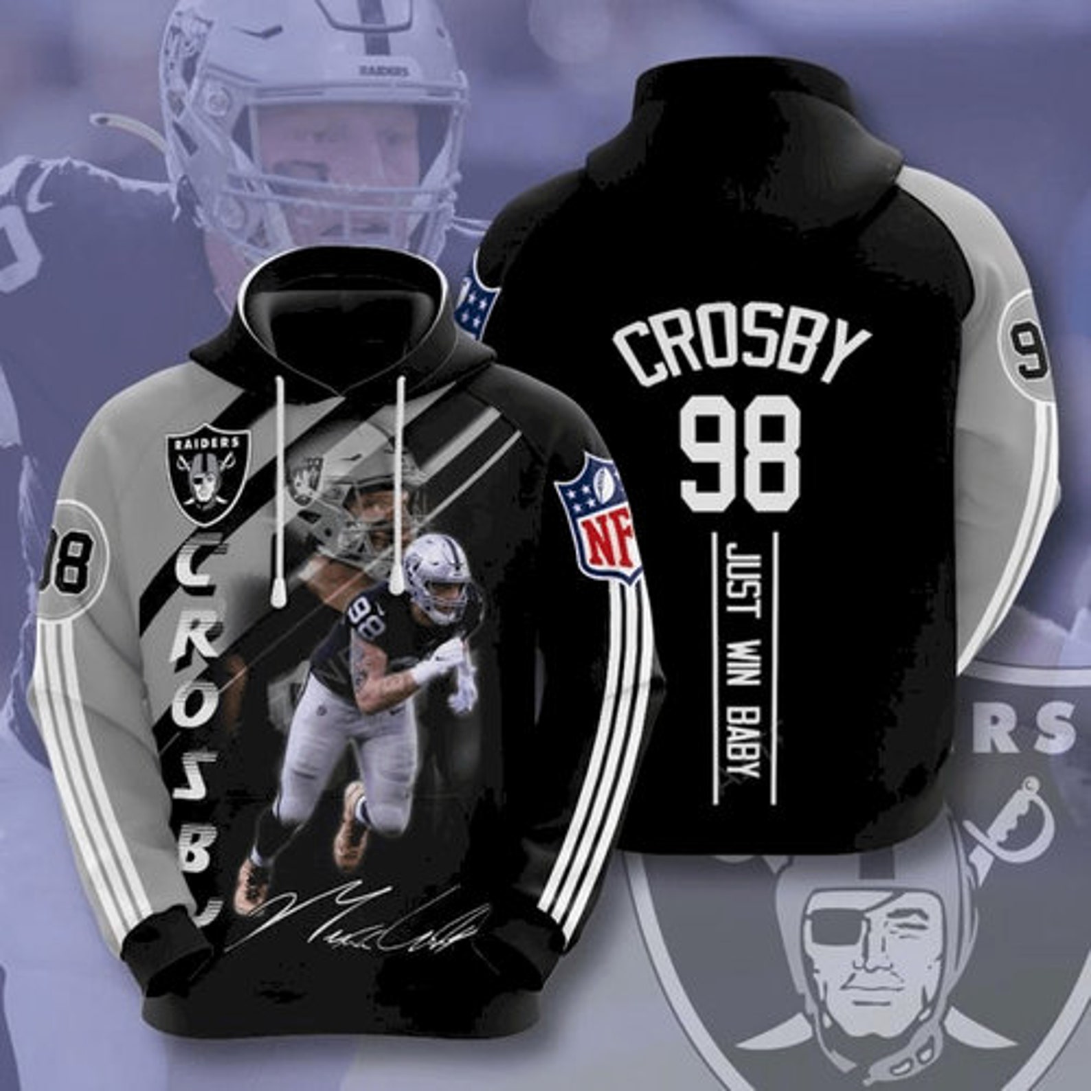 Maxx Crosby Oakland Raiders 3D Hoodie Zipper Men WomenSweater Etsy
