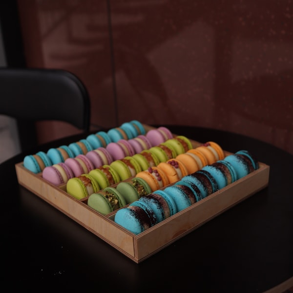 Grand présentoir en bois pour macarons, présentoir pour guimauves pour table à desserts, boîte à macarons