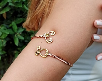 Handmade Copper Upper Arm Cuff: Adjustable Body Jewelry