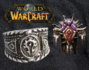 World Of Warcraft Horde WOW Silver Men Ring Adjustable Handmade