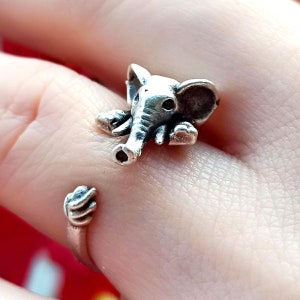 ELEPHANT RING |  Silver Ring - Adjustable Ring - Animal Ring - Women Ring - Elephant Jewelry - Cute Elephant Ring