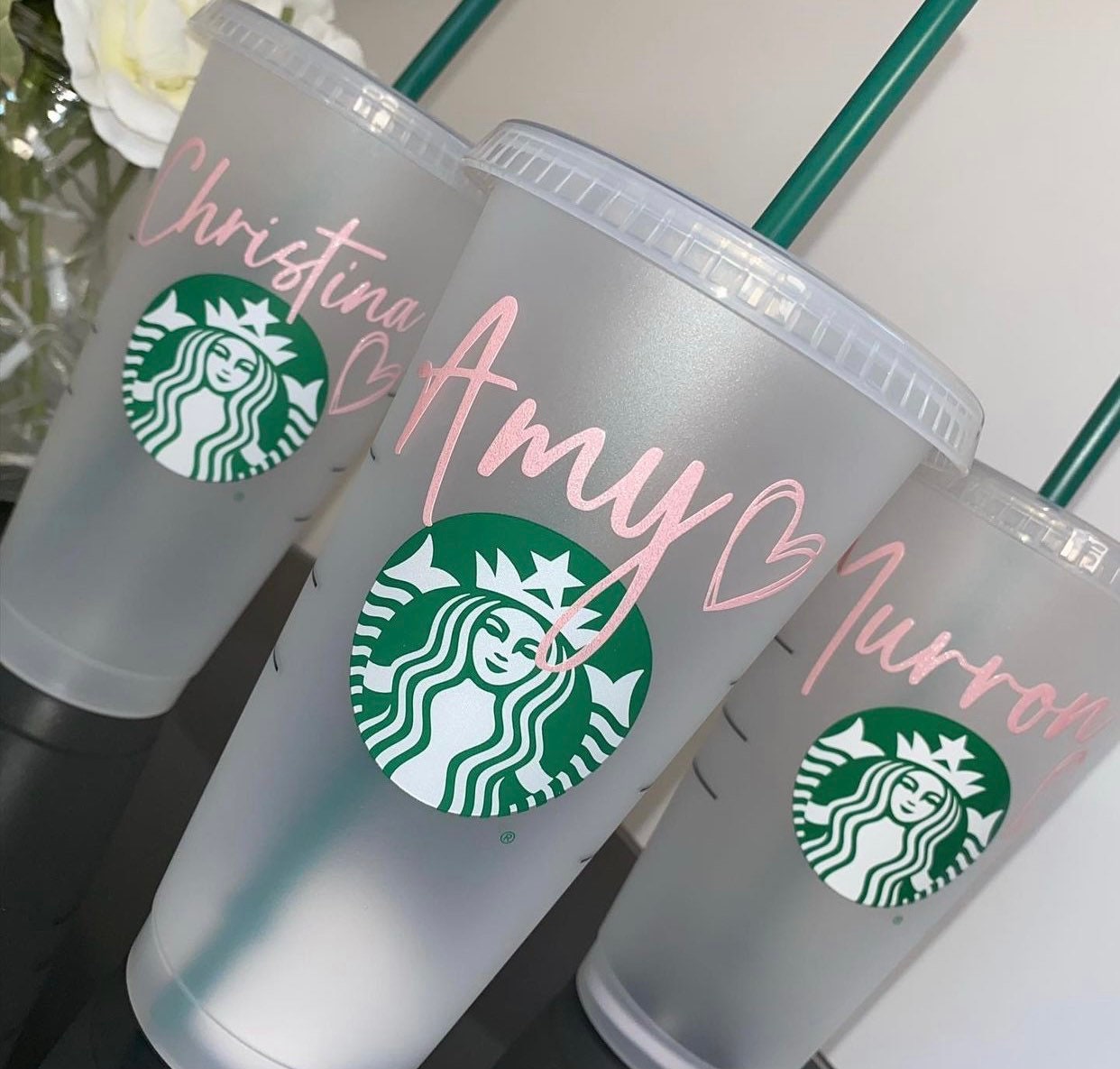 LV Starbucks Cold Cup with Personalised Name — Chelsey Style