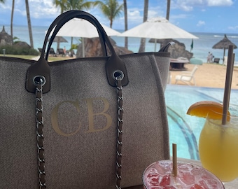 Personalised Beach Bag with Chain