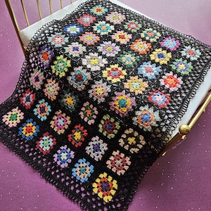 Made to order only. Cotton bedspread scale 1:12 for dollhouse, multicolor, crochet miniature collectors,granny square blanket, afghan sofa