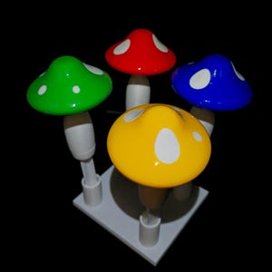 Whimsical Mushroom Garden Decor – 4-Pack Colorful Mushrooms (Red, Blue, Green, Yellow) – Fairy Garden Accessories, Indoor Plant Pot Decor