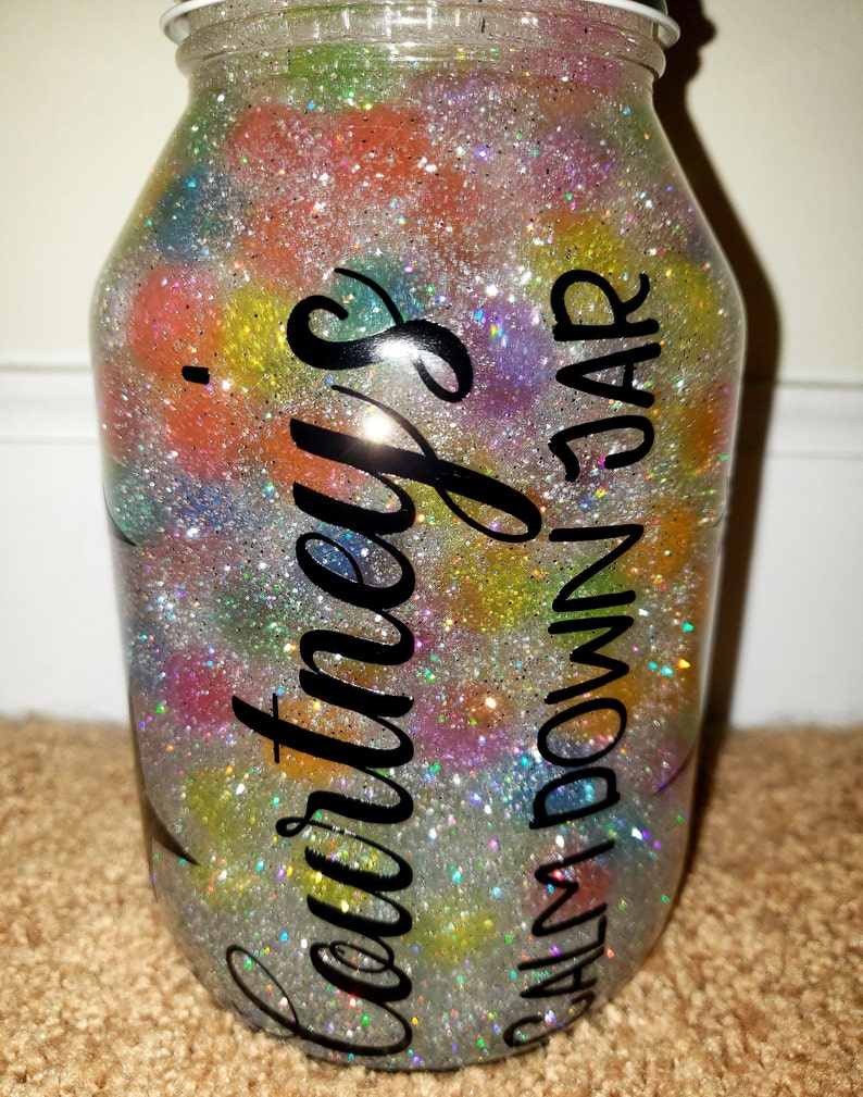 Customizable Glitter Calm Down Glass Jar Etsy