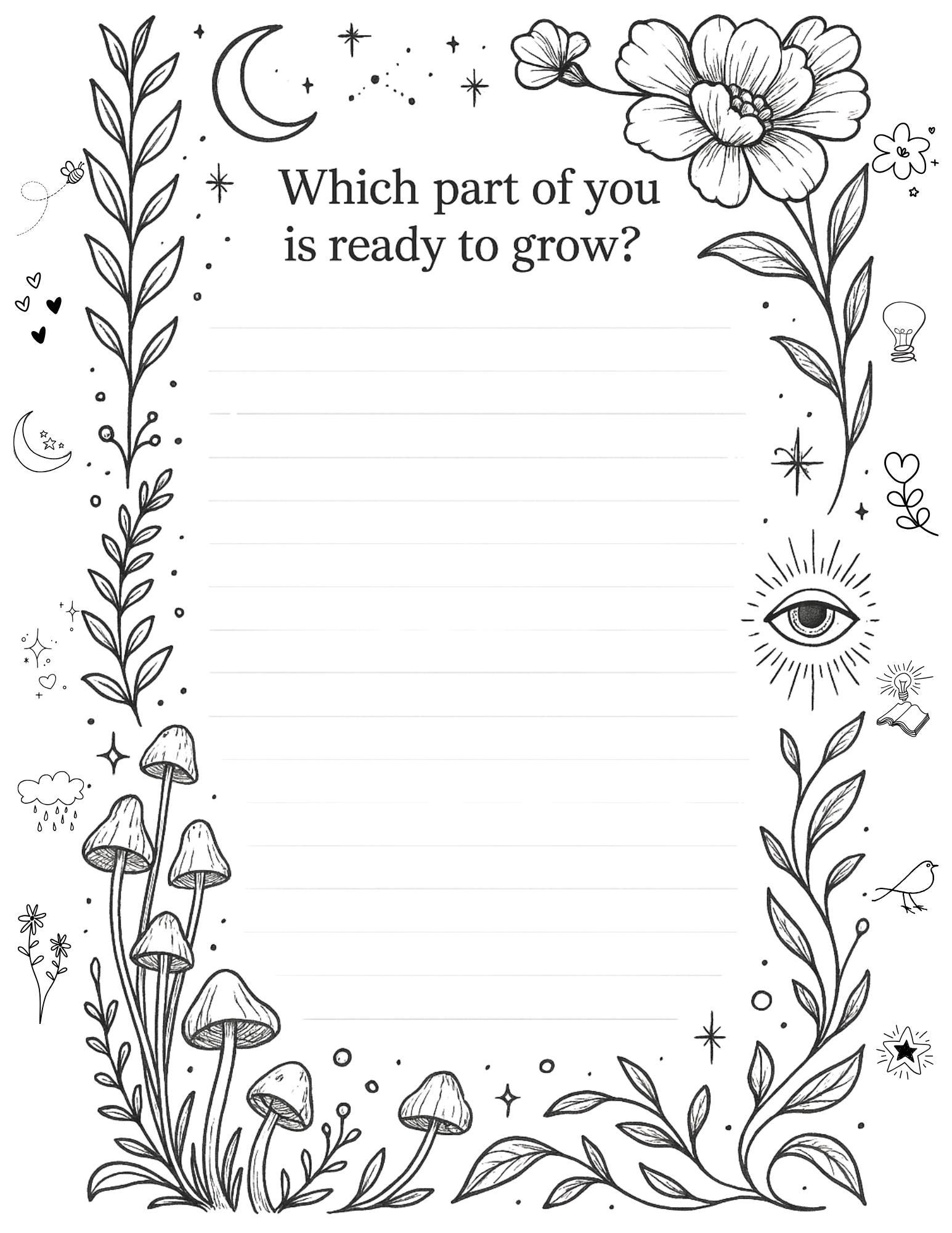 5-Page Reflective Journal Prompt Bundle, Self-Growth Worksheets PDF, Mental Health Work Printables, Digital Download