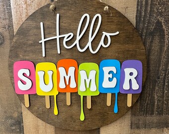 Deurhanger, houten deurhanger, hallo zomer, ijslolly, smelten