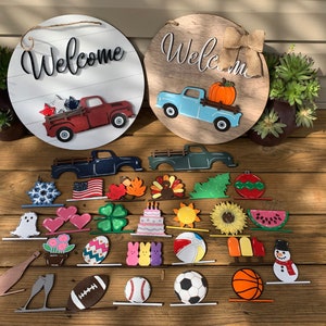 Handmade interchangeable truck welcome door hanger