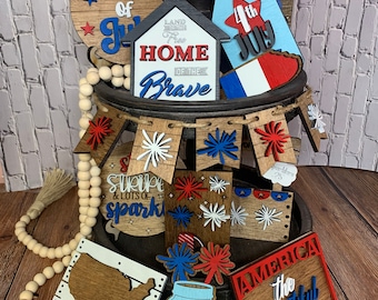 Tiered tray decor, 4th of July Tiered Tray Decor, tiered tray, Summer tiered tray, 4th of July Decor