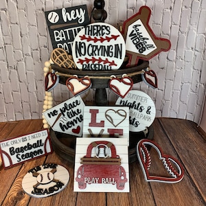 Tiered tray decor, baseball tiered tray, summer tiered tray, baseball decor
