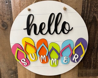 Deurhanger, houten deurhanger, Hallo zomer, slippers