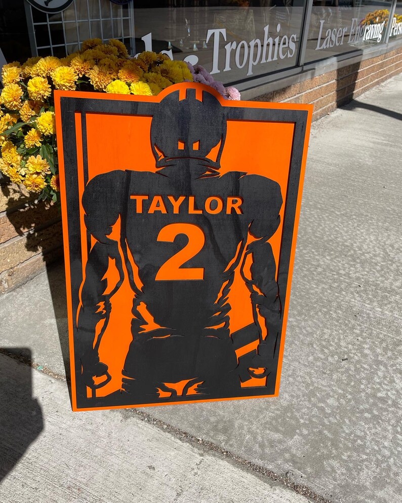 Football Sign Personalized Football Plaque Wooden Football Etsy