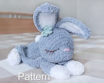 Modèle de lapin de couette au crochet PDF, jouet de couette amigurumi, modèle de lapin Amigurumi Cuddle, mini jouet de couverture, modèles Lovey