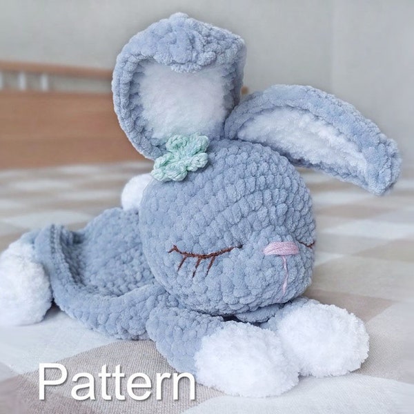 Modello coniglietto consolatore all'uncinetto PDF, giocattolo consolatore amigurumi, modello coniglio coccole Amigurumi, mini coperta giocattolo, modelli Lovey