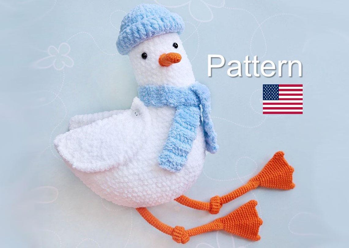 Interlocking Seagull Pattern Crochet Seagull Toy Pattern PDF, Seagull Toy Amigurumi, Amigurumi ...