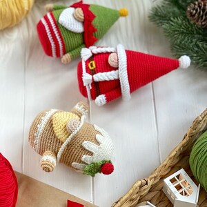 Christmas Gnomes: Santa, Santas Helper, Gingerbread Man CROCHET PATTERN ...