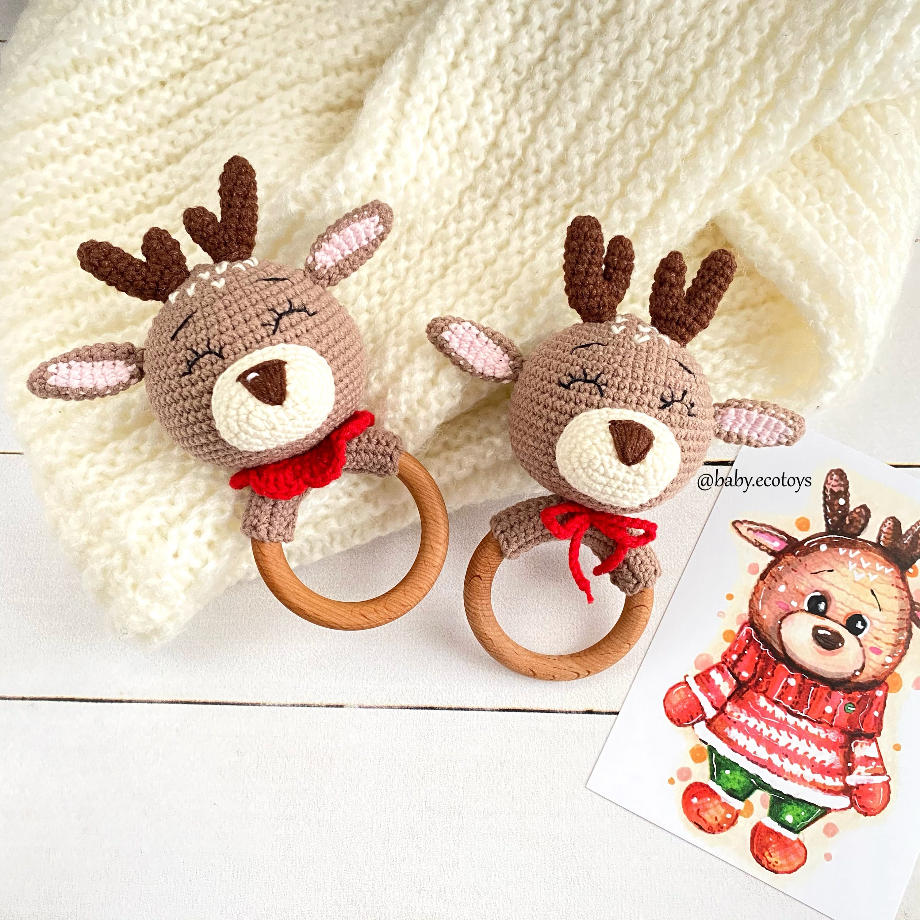 Amigurumi Pattern . Crochet Baby Rattle Reindeer Patterns Etsy