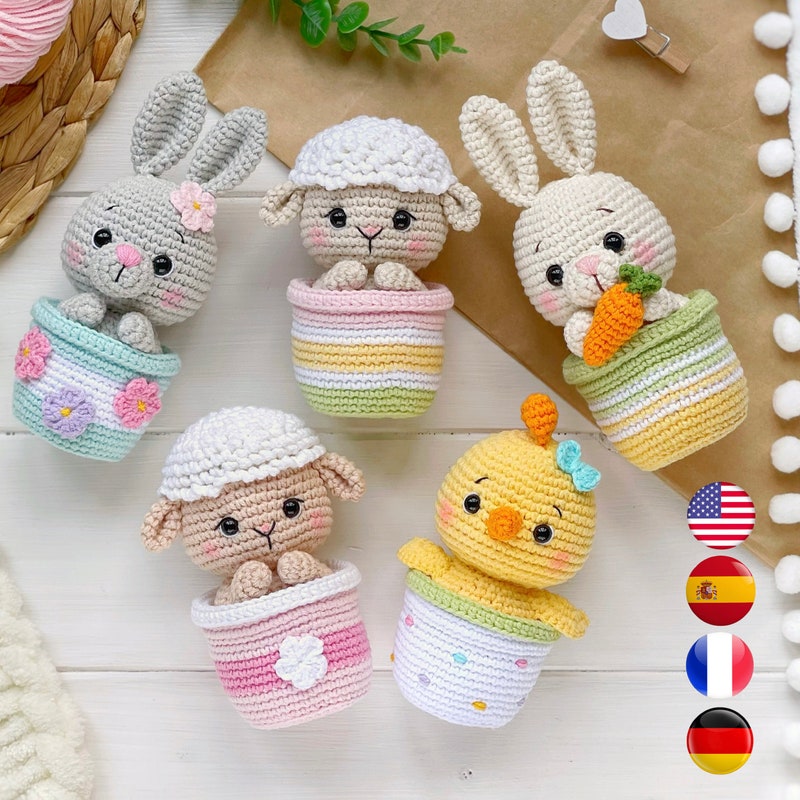 Easter flower pot dolls: rabbit, sheep, chicks! Unique decorations, adding to the festive atmosphere. The best choice for gifts, conveying warm wishes.