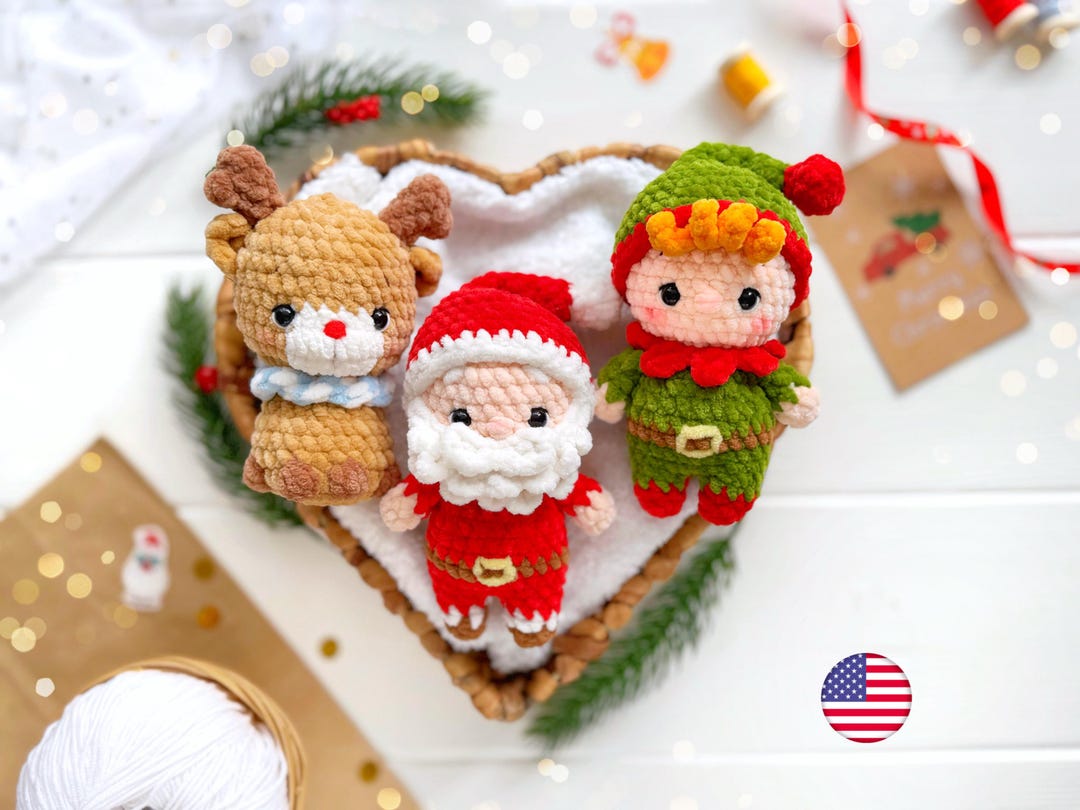 【新品】デンマーク製 トナカイ 編み物サンタさん おばあちゃん クリスマス かぎ針編み】 サンタさんとトナカイ(卵形)の編み方 How to