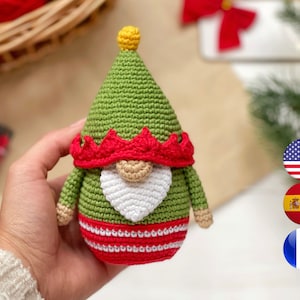 Gnome Santa’s helper crochet pattern PDF, Christmas amigurumi gnome pattern, Holiday gnome, Easy amigurumi pattern, Amigurumi and rattles