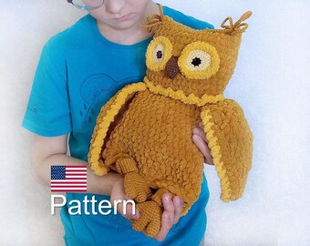 Schema gufo all'uncinetto PDF, giocattolo amigurumi, schema gufo coccoloso Amigurumi, mini giocattolo coperta per bambini, pigiama, schemi Lovey