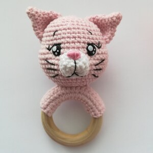 Crochet Cat Rattle Pattern, Amigurumi Cat Teething Ring , Toys Crochet ...