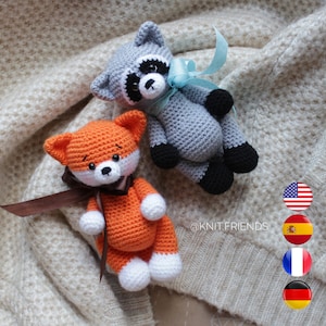 2 in 1: crochet pattern Raccoon and Fox, PDF amigurumi animals, Amigurumi fox, crochet raccoon, Forest  animals, Amigurumi and rattles